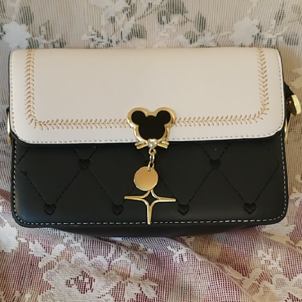 Cute Disney Black and White Women's  Crossbody Bag Mouse Emblem